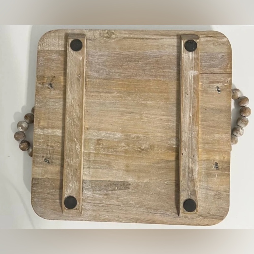 Wood Tray ONLY, With Beaded Handles - Picture 10 of 11